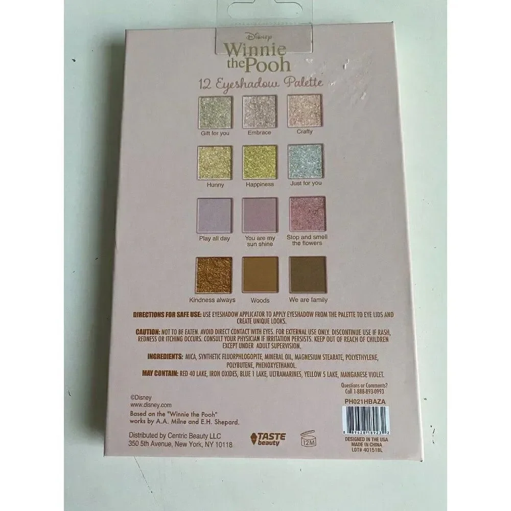 Disney Winnie The Pooh And Piglet Eyeshadow Palette With Mirror 12 Colors‎ NEW